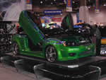 A front shot of this custom built chopped top convertable Tiburon.